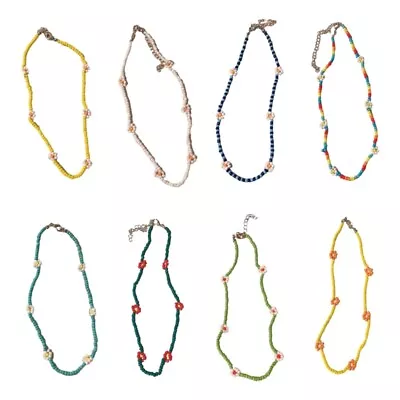 Beaded Choker Necklaces For Women Teen Girls Sweet Flower Necklaces Beach • $15.16