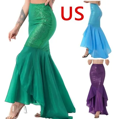 US Women's Sequined Fishtail Skirt Mermaid Tail Skirt Party Photography Costume • $22.40