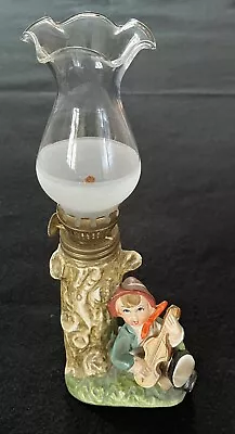 Vintage Kerosene Oil Lantern Lamp - Boy With Fiddle By Tree VGC RARE • $65