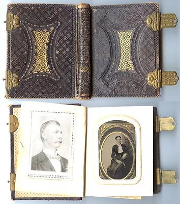 Antique Photo Album With 23 Tintypes Many Tinted • $399.93