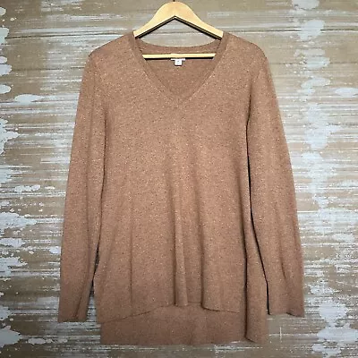 J. Crew Factory Wool Blend V Neck Sweater Camel 2021 Preppy Classic Womens M • $22.99