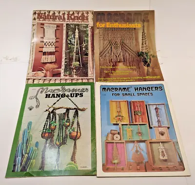 LOT OF 4 Vintage Macrame Pattern Books Plant Hangers Wall Decor Home Tables 70s • $29.99