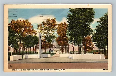 Sault Ste Marie MI-Michigan Entrance To Soo Lock C1949 Vintage Postcard • $7.99