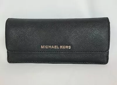Michael Kors Black Flap Wallet With Zipper Back Pocket • $73
