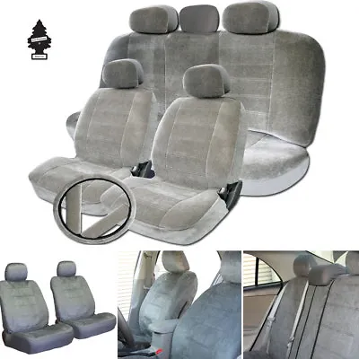 For VW New Grey Velour Fabric Car Truck Seat Steering Covers Full Gift Set  • $44.09