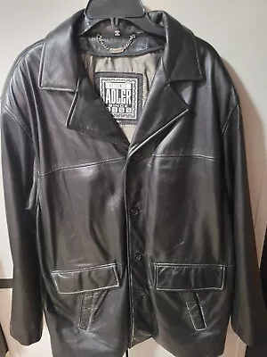Mens Black Genuine Leather Coat Jacket Size XXL • $24.99