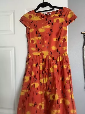 ModCloth Emily And Fin Claudia Dress In Sunset Cranes Uk10/small • $16