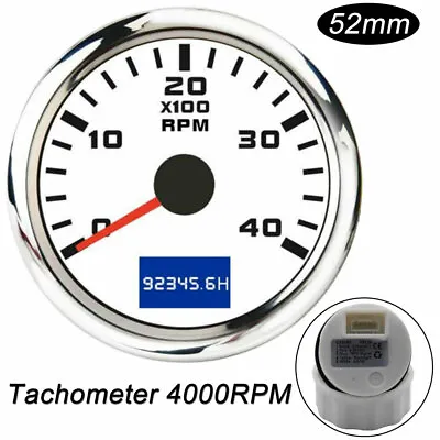 52mm Boat Marine Tachometer Diesel Engine Tacho Gauge 4000 RPM W/ Hourmeter     • $27.20