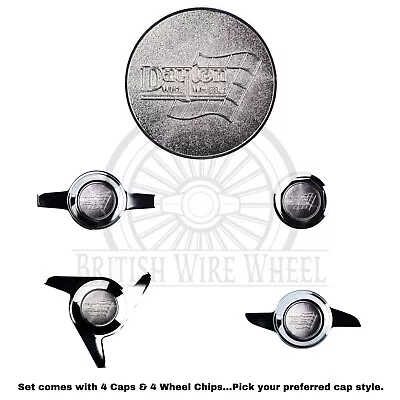 Dayton All Chrome Metal Wheel Chip Emblems With Spinner Caps Set Of 4 • $273.58