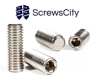 M3 M4 M5 M6 M8 M10 M12 A2 Stainless Steel Flat Point Grub Screws • £2.75