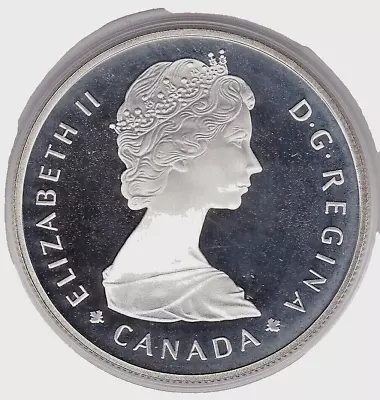 1985  Canada  Large  Silver  (50%)  Dollar  Coin  (Moose) / Encapsulated • $0.99