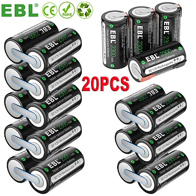 20Pcs SC Sub C 2300mAh 1.2V NiMH Rechargeable Battery W/Tab For Power Tools • $31.99