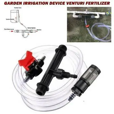 Garden Irrigation Device Venturi Fertilizer Injector Switch 3/4  +Water Tube Kit • $14.07
