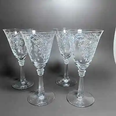 Vintage Fostoria Etched Crystal Wine Glasses • $70