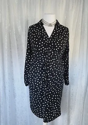 £7.99 • Buy George Ladies Maternity Black And White Polka Dot Twist Front Dress Size 10