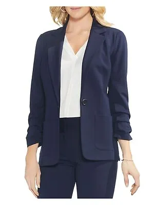 VINCE CAMUTO Womens Navy 3/4 Sleeve Notched Collar Button Blazer Jacket S • $21.99