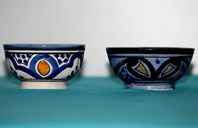 Pair Moroccan Safi Bowls Small Traditional Hand Painted Ramekin Size Dipping Bow • $6.95