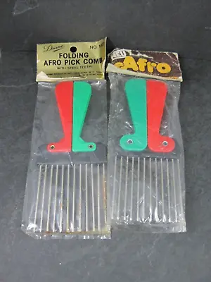 Lot Of 2 Vintage Folding Metal Pick Combs Diane Neu New Old Stock • $18