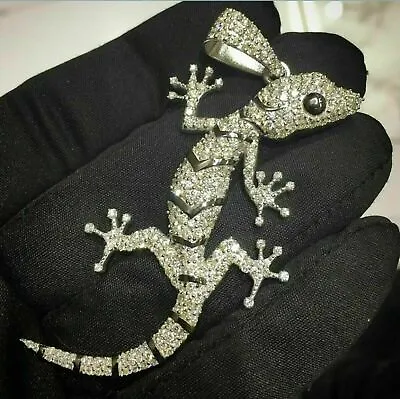 1.20 Ct Moissanite Men's Animals Beauty Lizard Pendant Real 925 Sterling Silver • $194.22