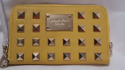 Michael Kors Yellow Pyramid Studded Wallet • $69.99