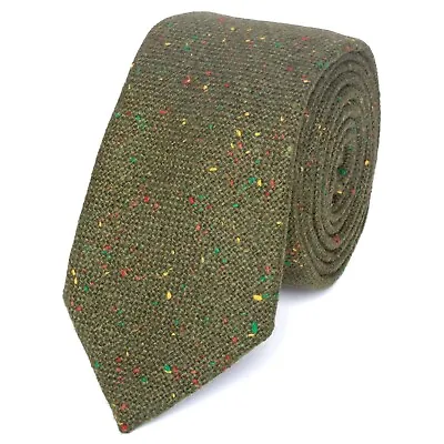 £18 • Buy Olive Green Flecked Mens Tweed Wool Skinny Tie. Excellent Quality & Reviews. UK.