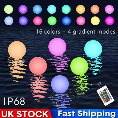 £8.29 • Buy Floating Pool Lights 16 Colors Pond LED Ball Lights Hot Tub Lights With Remote