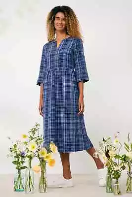 Seasalt Women's Dress - Blue Magnolia Bloom Checked Dress - Regular - Serene Sea • £25