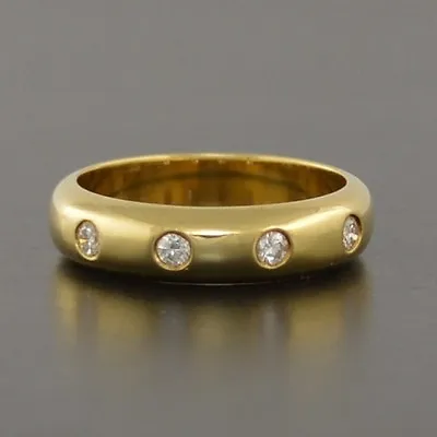 18ct Yellow Gold Handmade Wedding Ring 4 Round Brilliant Cut Diamonds Not Scrap • £411.70