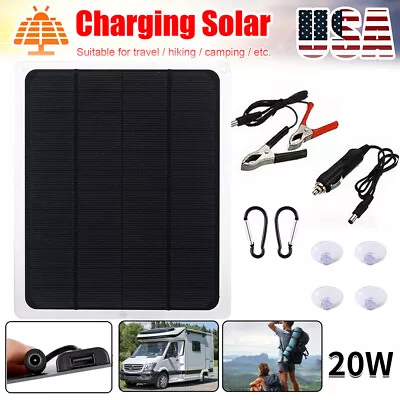 22W Solar Panel 12V Trickle Charger Battery Charger Kit Maintainer Boat RV Car • $14.77