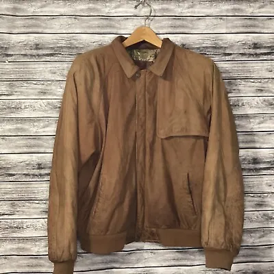 Vintage Marlboro Suede Leather Jacket Mens Large Brown Adventure Team 90s • $60