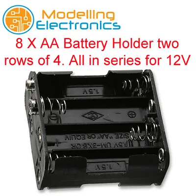 8 X AA Battery Holder With Snap Terminals All In Series For 12V • £4.95