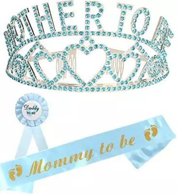 Baby Shower Decoration For Mom To Be And Dad To Be Premium Metal Blue Tiara +... • $22.60