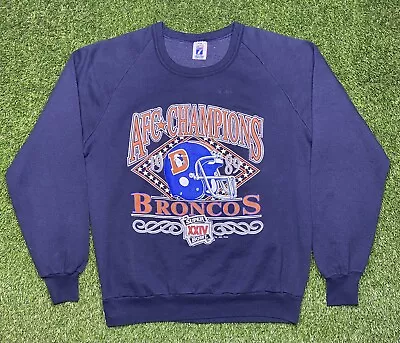 Vintage Logo 7 Denver Broncos AFC Champions 1989 Sweatshirt Size XL • $30