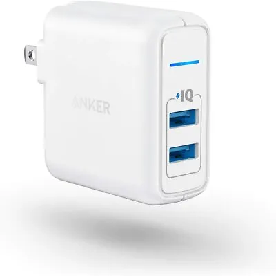 Anker PowerPort 2 Dual USB 24W Wall Charger Charging Power Adapter Foldable Plug • $12.99