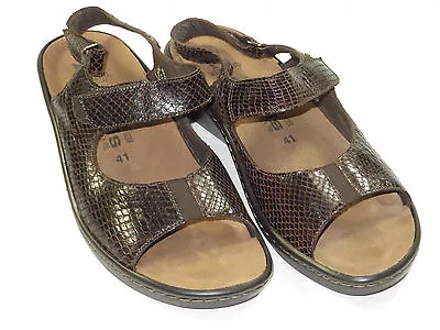 GR8 Women's MEPHISTO MOBILS Strap Sandals Snake Embo Wedge Sze 41-U.S11$245 • $76.49