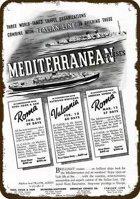1936 ITALIAN LINE CRUISE SHIP Vintage Look DECORATIVE METAL SIGN - ROMA & VULCAN • $24.99
