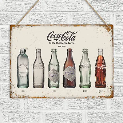 COCA COLA Bottle Evolution Retro Vintage Metal Wall Sign Plaque Man Cave Pub Bar • £8.49