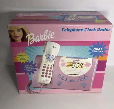 Vintage 2002 Barbie Pink Flower Telephone Clock Radio New In Box • $59.99
