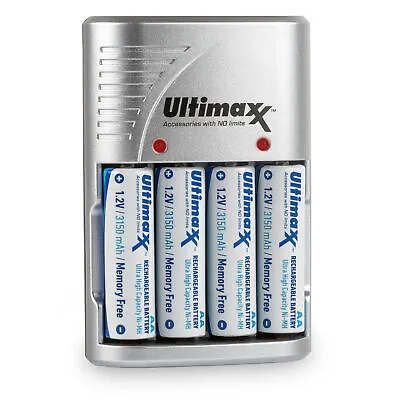 4X Rechargeable 3150mAh Ultra High Capacity AA NiMH Batteries With Charger • $14.95