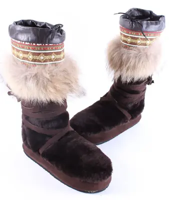 Mounton Fur Alaska Inuit Eskimo Mukluks Moccasins Boots Mens Size 10 • $99.95