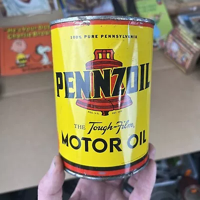 Vintage  PENNZOIL MOTOR OIL Tin Can Service Station - Original Quart • $35