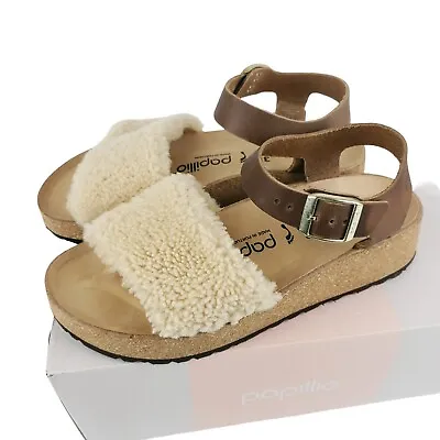 $119.99 • Buy PAPILLIO Birkenstock GLENDA TEDDY Shearling Leather Sandals EGGSHELL NARROW FIT
