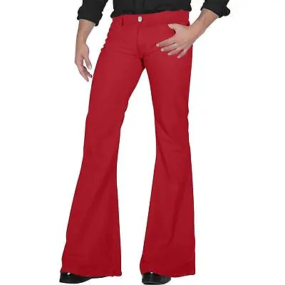 Punk Retro Men Bell Bottom Stretch Slim Flared Twill Pants 60s 70s Trousers. • $25.50