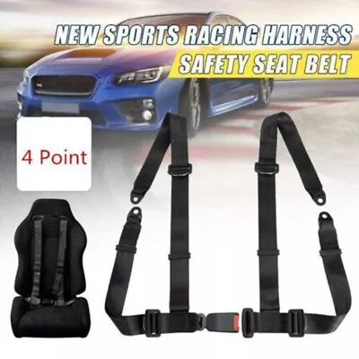 4 Point Black Car Racing Bucket Seat Belt Harness Adjustable Universal Design  • £14.29