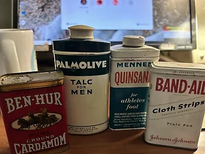 Old Vintage Band Aid Mennen Ben Hur Cardamom Palmolive Tins! • $0.99