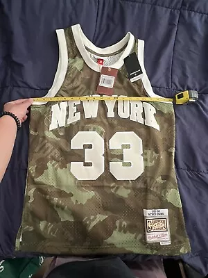 New York NY Knicks Mitchell & Ness Army Camo Green Patrick Ewing Jersey NWT • $74.99