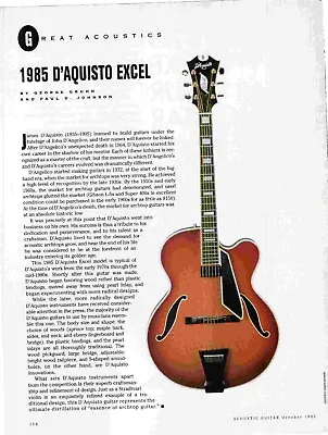 Framed Picture/advert 11x8 1985 D'aquisto Excel Acoustic Guitar • $28.58