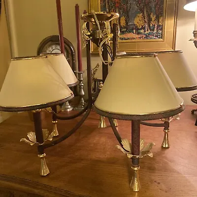 Fredrick Cooper French / Art Deco Brass Chandelier Faux Finish  5 Arm Mint! • $225