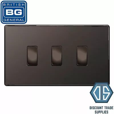£25.99 • Buy BG Nexus Black Nickel Screwless Flatplate Switches & Sockets Black Inserts 