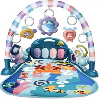 Baby Play Gym Mat With Piano Rattle Teething Mirror Toys For Newborn Baby Boy • £24.99